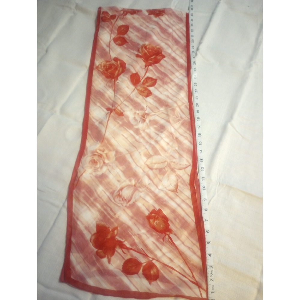 Accessories China Sheer Rose‎ Rectangular Scarf Detailed Red Polyester